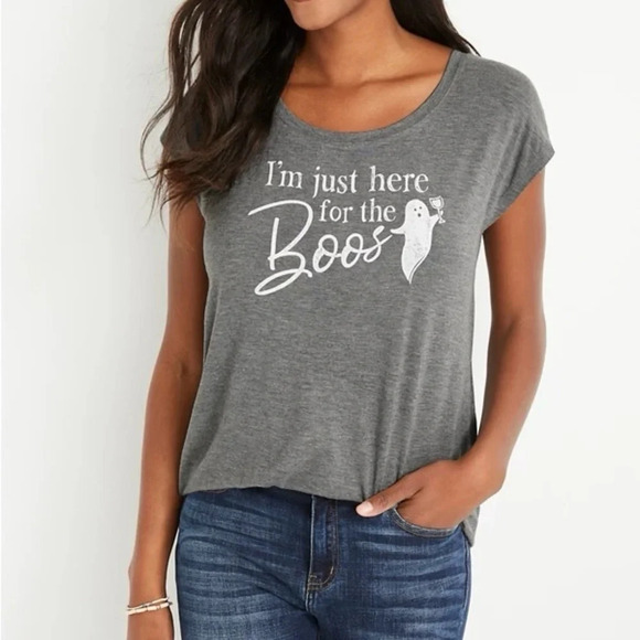 Maurices Dark Gray Here For The Boos Ghost Jersey Graphic Tee Medium Women’s - Picture 12 of 12